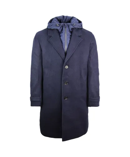 Lacoste Trench Mens Navy Coat Wool