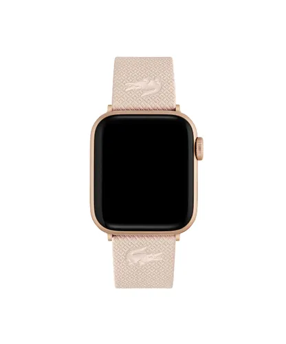 Lacoste Unisex Apple Watch Strap in Pink leather with petit
