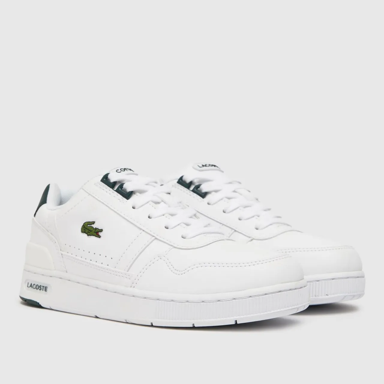 Lacoste White & Green T-clip Boys Youth Trainers