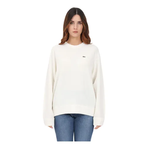 Lacoste , White Logo Sweater ,White female, Sizes: