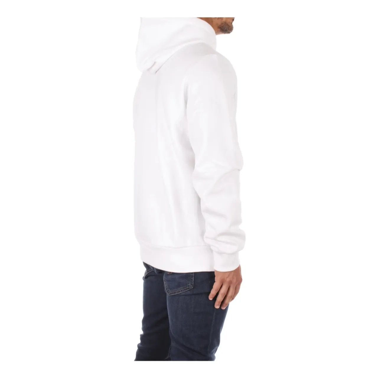 Lacoste , White Men`s Hoodie, Iconic Logo, Front Pocket ,White male, Sizes: