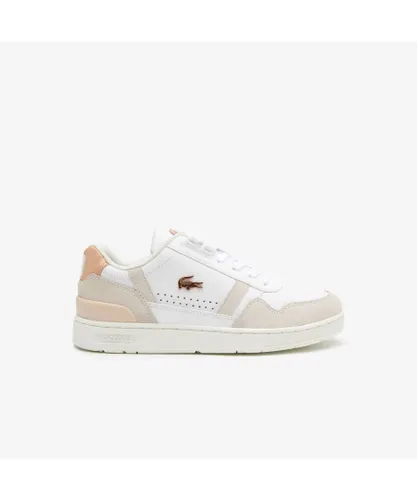 Lacoste Womenss T-Clip Trainers in Pink - White Leather