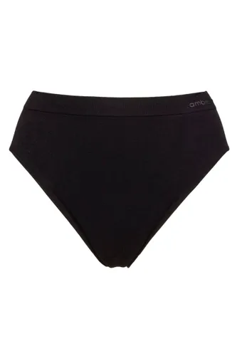 Ladies 1 Pack Ambra Curvesque Hi Cut Brief Underwear Black UK 24-26