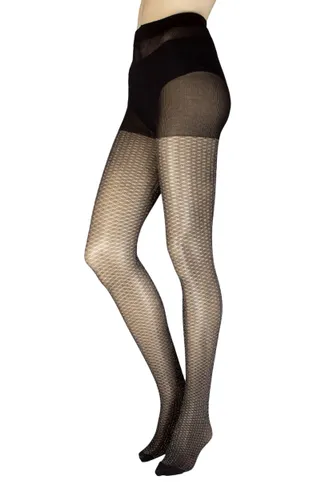 Ladies 1 Pair Charnos All Over Sparkle Tights Black/Silver S-M