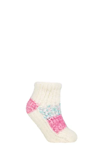 Ladies 1 Pair Elle Sherpa Lined Slipper Socks Cream 4-8