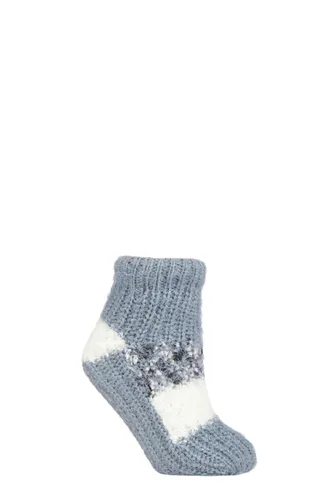 Ladies 1 Pair Elle Sherpa Lined Slipper Socks Moon Grey 4-8