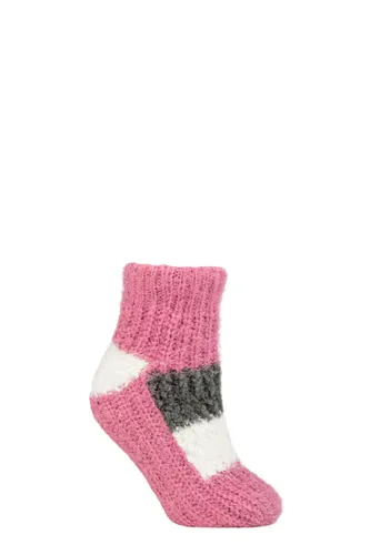 Ladies 1 Pair Elle Sherpa Lined Slipper Socks Wild Rose 4-8