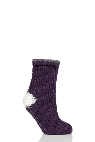 Ladies 1 Pair Elle Soft Hand Knitted Slipper Socks Blackbird 4-8 Ladies