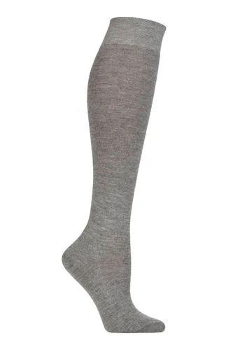 Ladies 1 Pair Falke No 1  85% Cashmere Knee High Socks Light Grey Melange 5.5-6.5 Ladies