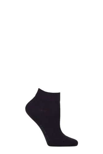 Ladies 1 Pair Falke Sensitive London Gentle Grip Cotton Sneaker Socks Dark Navy 2.5-5 Ladies