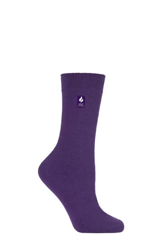 Ladies 1 Pair SOCKSHOP Heat Holders 1.0 TOG Ultra Lite Plain Socks Purple 4-8 Ladies