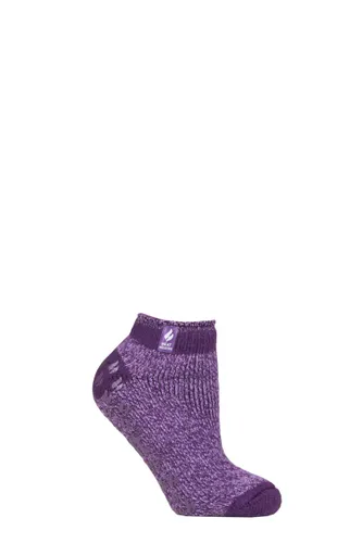 Ladies 1 Pair SOCKSHOP Heat Holders 2.3 TOG Patterned and Striped Ankle Slipper Socks Pisa Purple 4-8 Ladies