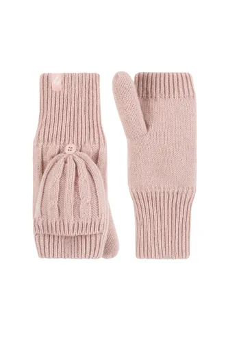 Ladies 1 Pair SOCKSHOP Heat Holders Ash Cable Knit Converter Mittens Dusky Pink One Size