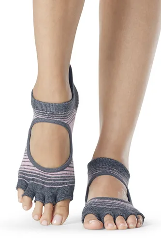 Ladies 1 Pair ToeSox Bella Half Toe Organic Cotton Open Front Yoga Socks Echo M