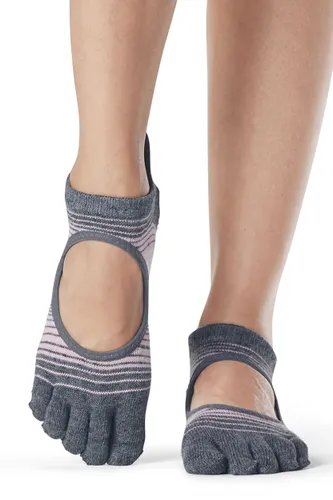 Ladies 1 Pair ToeSox Bellarina Full Toe Organic Cotton Open Front Yoga Socks Echo M