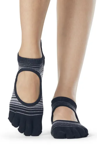 Ladies 1 Pair ToeSox Bellarina Full Toe Organic Cotton Open Front Yoga Socks Static M