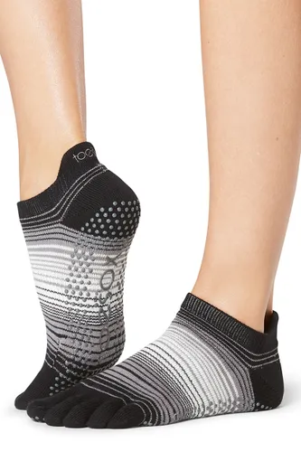 Ladies 1 Pair ToeSox Full Toe Organic Cotton Low Rise Yoga Socks Static M