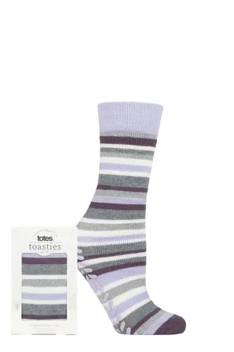 Ladies 1 Pair Totes Originals Slipper Socks Lilac Stripe One Size