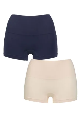 Ladies 2 Pack Ambra Seamless Smoothies Shorties Underwear Navy UK 8-10