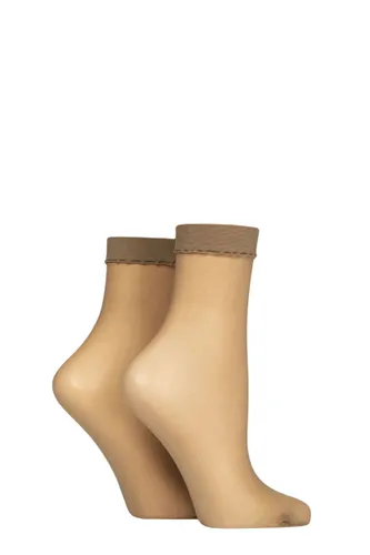 Ladies 2 Pair Charnos Simply Bare Ankle Highs Natural Tan One Size
