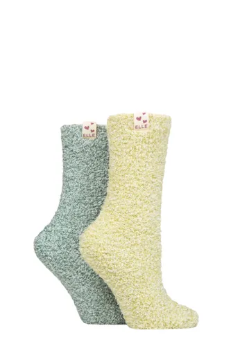 Ladies 2 Pair Elle Cosy Bed & Slipper Socks Autumn Apple 4-8