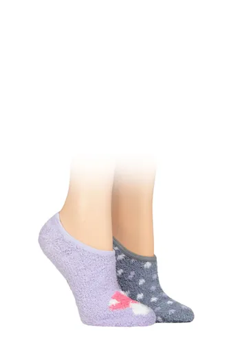 Ladies 2 Pair SOCKSHOP Wildfeet Animal and Patterned Cosy Slipper Socks with Grip Mushroom and Spots 4-8 UK