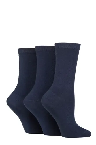 Ladies 3 Pair Charnos Organic Cotton Ankle Socks Navy One Size