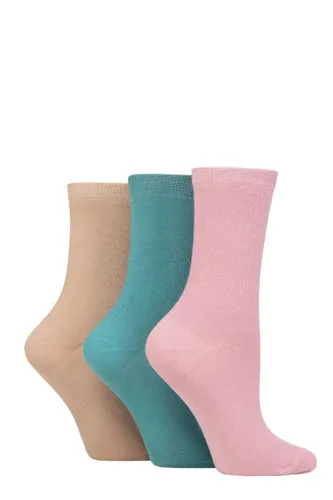 Ladies 3 Pair Charnos Organic Cotton Ankle Socks Pink One Size