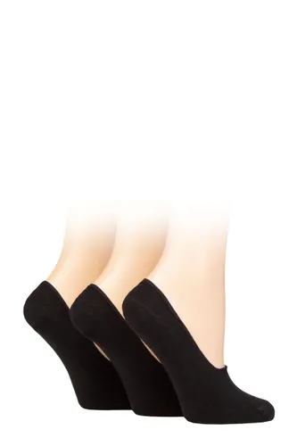 Ladies 3 Pair Charnos Organic Cotton Invisible Trainer Socks Black M/L