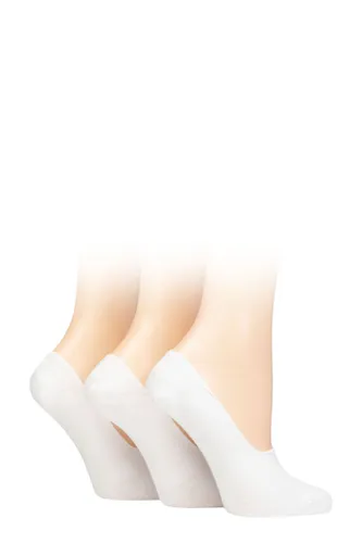 Ladies 3 Pair Charnos Organic Cotton Invisible Trainer Socks White S/M
