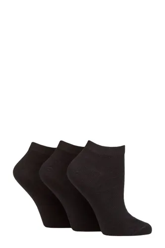 Ladies 3 Pair Charnos Organic Cotton Trainer Socks Black One Size