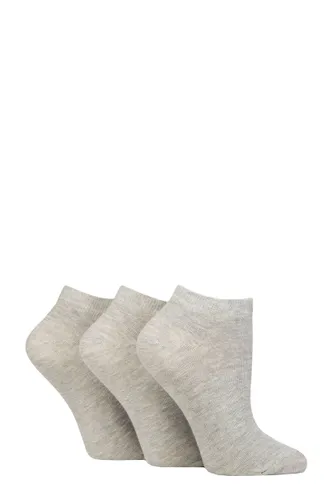 Ladies 3 Pair Charnos Organic Cotton Trainer Socks Grey One Size