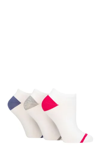 Ladies 3 Pair Glenmuir Plain and Patterned Bamboo Secret Socks Stripe Toe White  Pink / Grey / Blue 4-8 Ladies