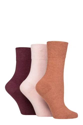 Ladies 3 Pair Iomi Footnurse Gentle Grip Diabetic Socks Terracotta / Lavendar Cream / Burgundy 4-8