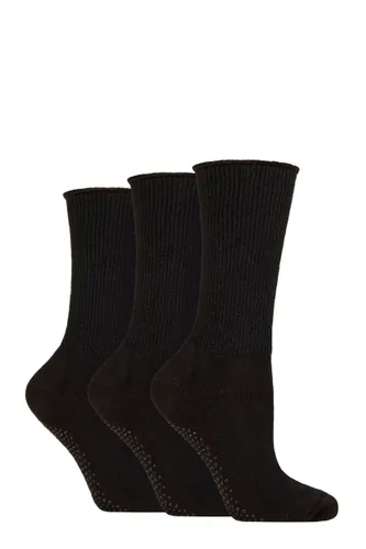 Ladies 3 Pair SOCKSHOP IOMI FootNurse Diabetic Slipper Socks Black 4-8
