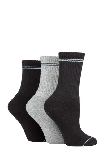 Ladies 3 Pair SOCKSHOP TORE 100% Recycled Fashion Cotton Sports Socks Black 4-8 Ladies
