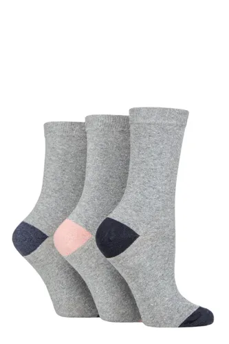 Ladies 3 Pair SOCKSHOP TORE 100% Recycled Heel and Toe Cotton Socks Grey 4-8 Ladies