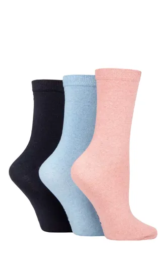 Ladies 3 Pair SOCKSHOP TORE 100% Recycled Plain Cotton Socks Assorted 4-8 Ladies