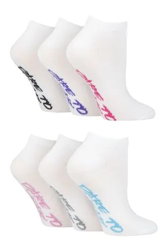 Ladies 6 Pair SOCKSHOP Dare to Wear Patterned and Plain Trainer Socks Plain White 4-8