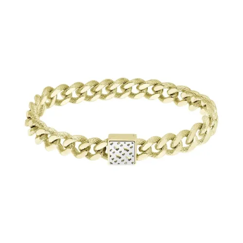 Ladies Caly Light Yellow Gold Coloured Stamped Link Bracelet