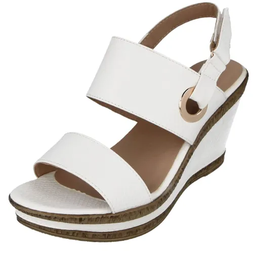Ladies Double Strap Touch Close Slingback Wedge Sandals