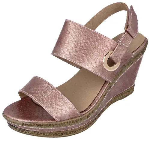 Ladies Double Strap Touch Close Slingback Wedge Sandals