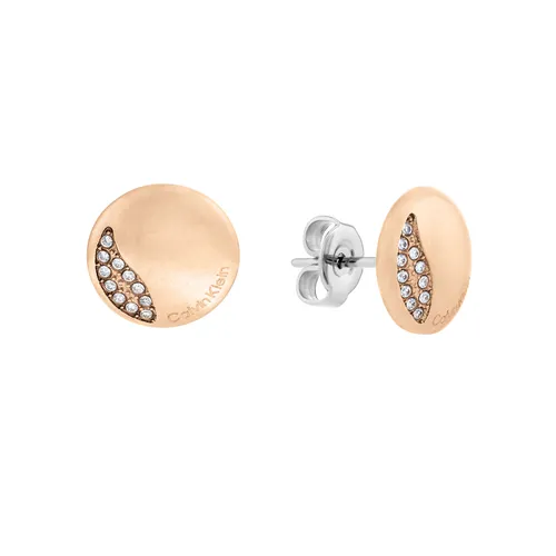 Ladies Rose Gold Coloured Circular Crystal Stud Earrings