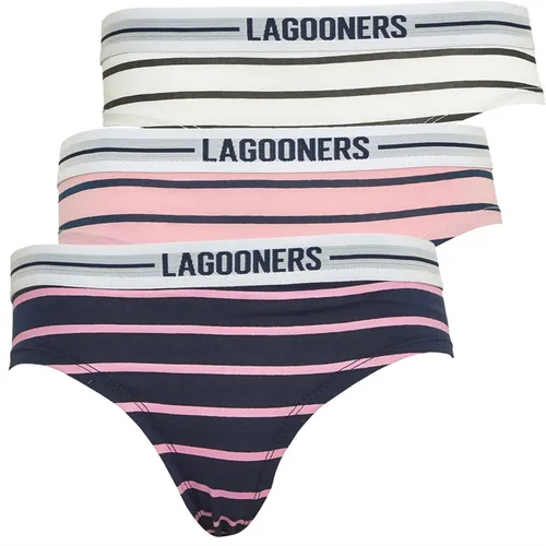 Lagooners Womens Alice Three Pack Briefs Mixed Stripes 1