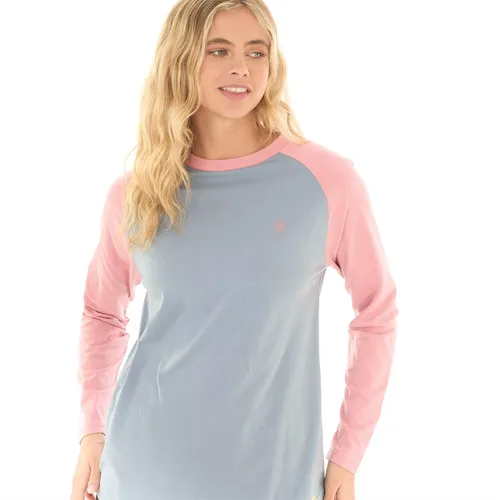Lagooners Womens Sunrise Long Sleeve T-Shirt Slate Blue/Peach Pink