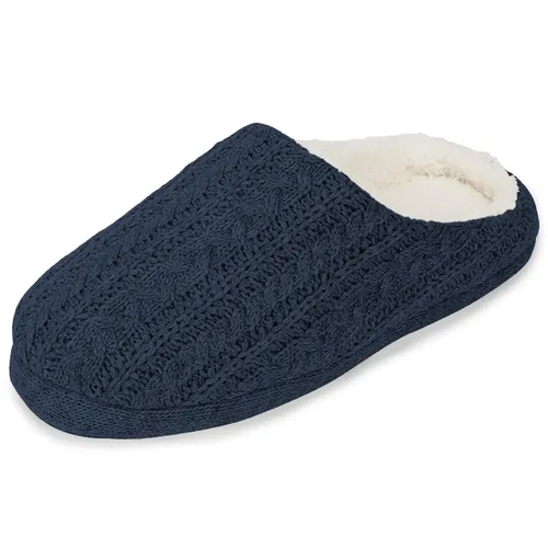 Lakeland Active Women's Hobkin Cable Knit Slippers - Navy -