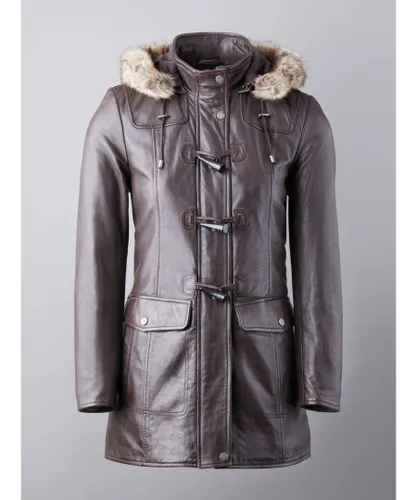 Lakeland Leather Womens Dockray Hooded Duffle Coat in Brown