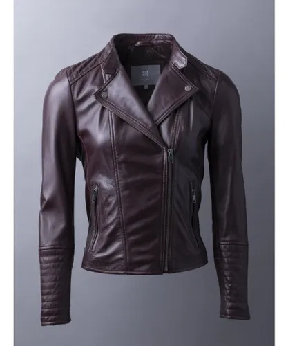 Lakeland Leather Womens Toni Biker Jacket in Dark Berry
