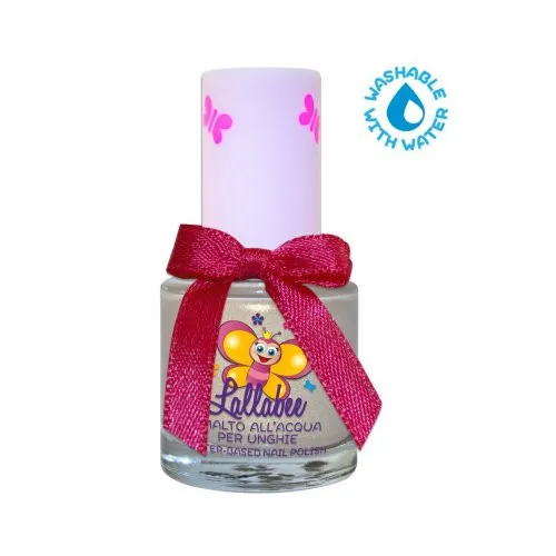 Lallabee Water-Based Nail Polish for Children Glittery Silver