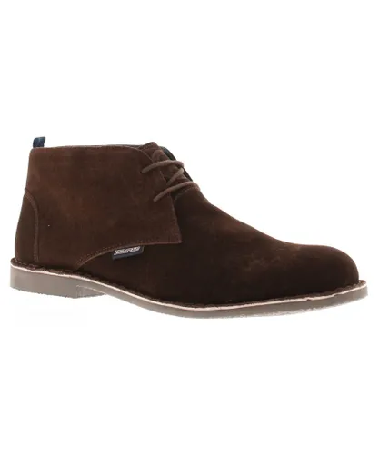 Lambretta Mens Desert Boots Oliver Suede Leather Lace Up brown